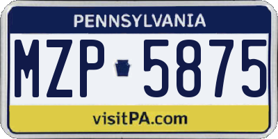 PA license plate MZP5875