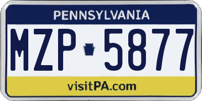 PA license plate MZP5877