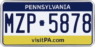 PA license plate MZP5878