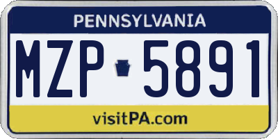 PA license plate MZP5891
