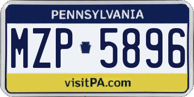 PA license plate MZP5896