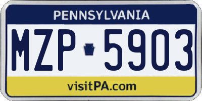 PA license plate MZP5903