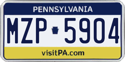 PA license plate MZP5904