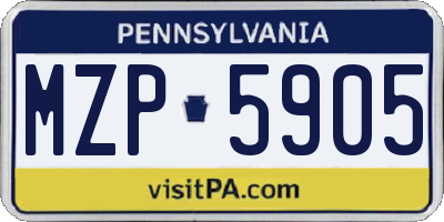 PA license plate MZP5905