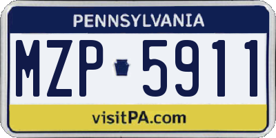 PA license plate MZP5911