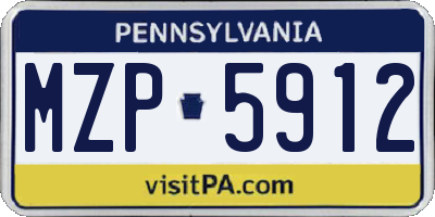 PA license plate MZP5912