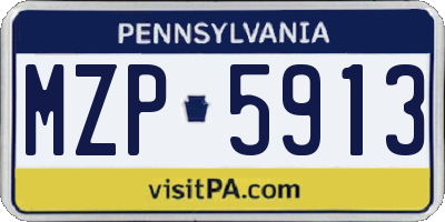 PA license plate MZP5913
