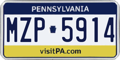PA license plate MZP5914