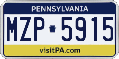 PA license plate MZP5915