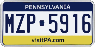 PA license plate MZP5916