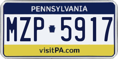 PA license plate MZP5917