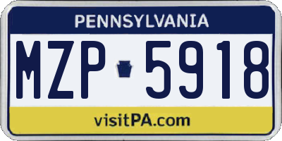 PA license plate MZP5918