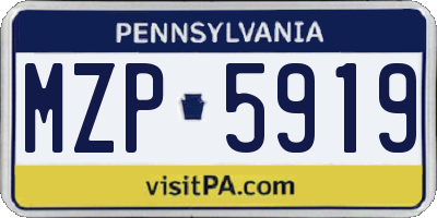 PA license plate MZP5919