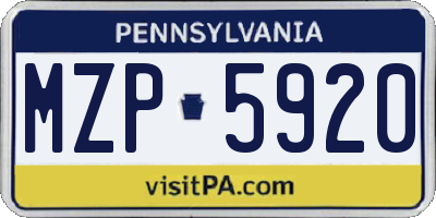 PA license plate MZP5920