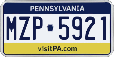 PA license plate MZP5921