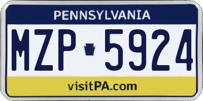 PA license plate MZP5924