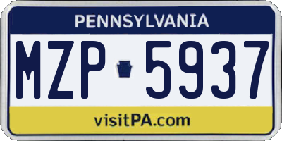 PA license plate MZP5937