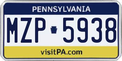 PA license plate MZP5938