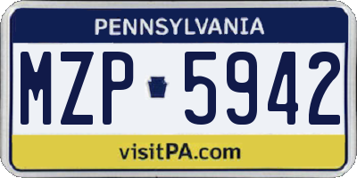 PA license plate MZP5942
