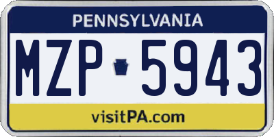 PA license plate MZP5943