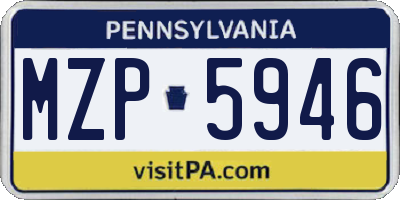 PA license plate MZP5946
