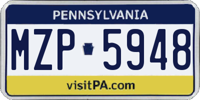 PA license plate MZP5948