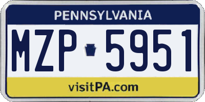 PA license plate MZP5951
