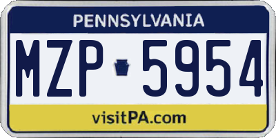 PA license plate MZP5954