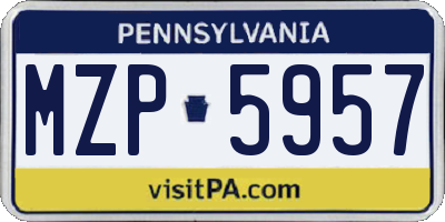 PA license plate MZP5957
