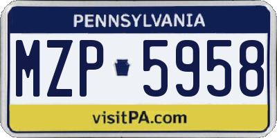 PA license plate MZP5958