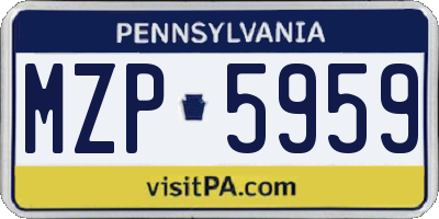 PA license plate MZP5959