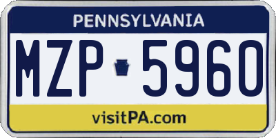 PA license plate MZP5960