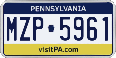 PA license plate MZP5961
