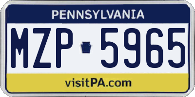 PA license plate MZP5965