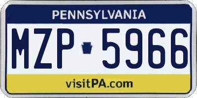 PA license plate MZP5966