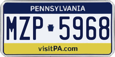 PA license plate MZP5968