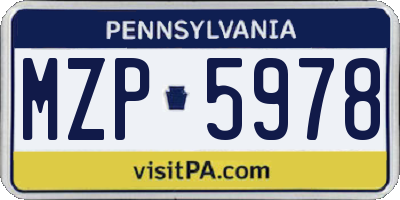 PA license plate MZP5978