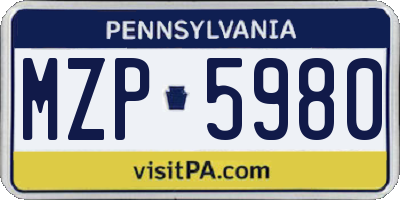 PA license plate MZP5980