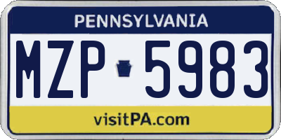 PA license plate MZP5983