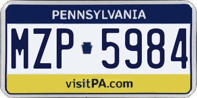 PA license plate MZP5984