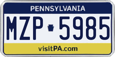 PA license plate MZP5985