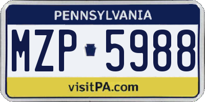 PA license plate MZP5988
