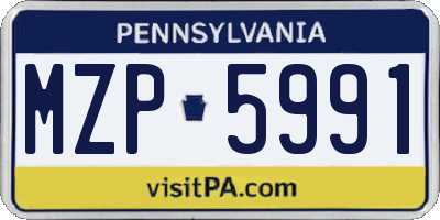 PA license plate MZP5991