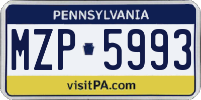 PA license plate MZP5993