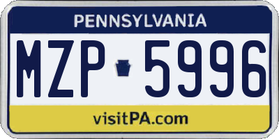 PA license plate MZP5996
