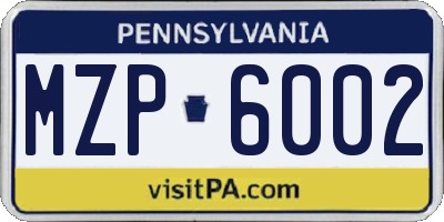 PA license plate MZP6002