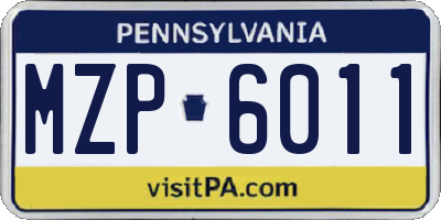 PA license plate MZP6011
