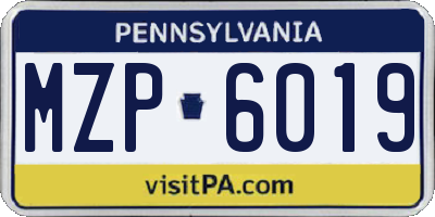 PA license plate MZP6019