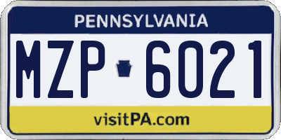 PA license plate MZP6021