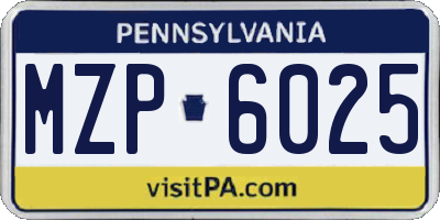 PA license plate MZP6025